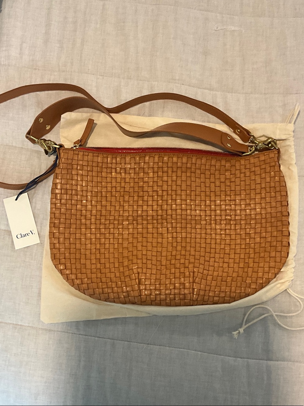 Clare V Moyen Messenger Tan with Red Zipper - Picture 4 of 4